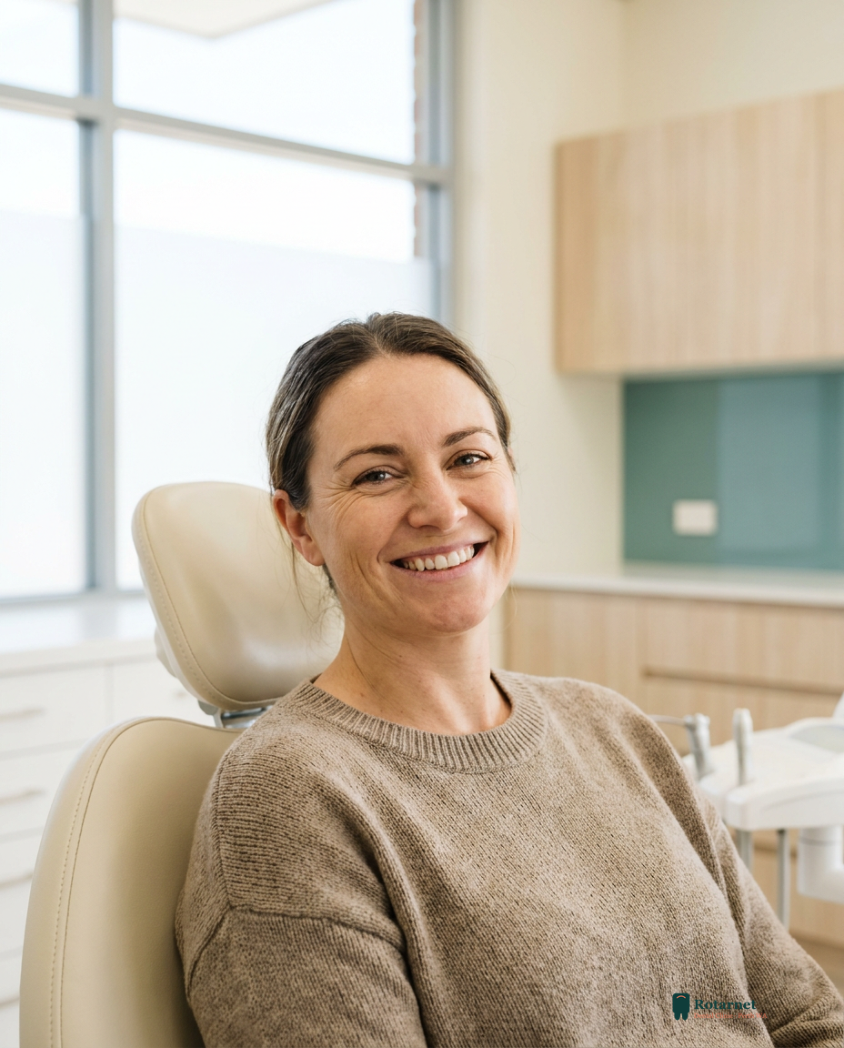 Relaxed patient smiling in the dental chair at Rotarnet Clinic, Perth WA